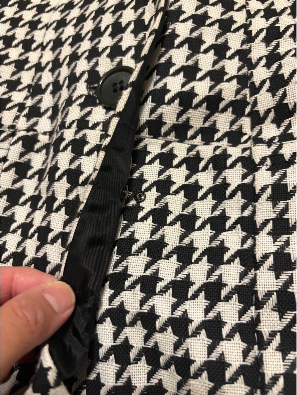 Vintage 1960s/70s Black & White Houndstooth Union-Made Mod Coat - Picture 9 of 10